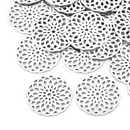 201 Stainless Steel Filigree Joiners Links, Laser Cut Links, Flat Round, Stainless Steel Color, 20x1mm(X-STAS-T044-18P)
