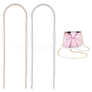 WADORN 2Pcs 2 Colors Plastic Imitation Pearl & Iron Chain Crossbody Phone Chain, Double Straps Chain Hanging Rope Mobile Case Accessories, Mixed Color, 124cm, 1pc/color(FIND-WR0009-48)