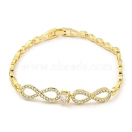 Brass Micro Pave Clear Cubic Zirconia Infinity Link Chain Bracelets for Women, Golden, 7-5/8 inch(19.3cm)(BJEW-R315-01F-G)