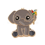 Animal Enamel Pins, Golden Alloy Brooches for Backpack Clothes, Elephant, 26x25.5x2mm(JEWB-H023-02G-05)