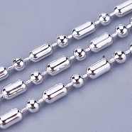 Iron Ball Chains, Soldered, Nickel Free, Platinum Color, with Spool, Bamboo: 5mm long, 2.5mm wide, Ball: 2.5mm in diameter, Link: 0.6mm thick, about 164.04 Feet(50m)/roll(CHBB004Y-NF)