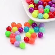 Fluorescent Acrylic Beads, Round, Mixed Color, 8mm, Hole: 1.5mm, about 1700pcs/500g(MACR-R517-8mm-M)