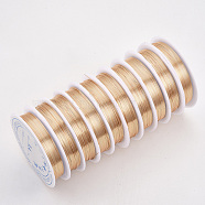Round Copper Jewelry Wire, Long-Lasting Plated, Light Gold, 23 Gauge, 0.6mm, about 16.4 Feet(5m)/roll(CWIR-Q006-0.6mm-KC)