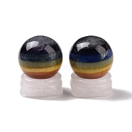 Chakra Round Natural Gemstone Display Decorations, Gemstone Sphere, with Natural Quartz Crystal Pedestal, 30x39mm(DJEW-G032-02M)