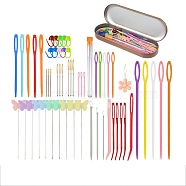 DIY Knitting Tools Kits, Including Yard Needles, Big Eye Blunt Needles, Stitch Marker, Easy Automatic Threader, Mixed Color, Packaging: 175x60x15mm(WG52989-01)