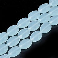 Synthetic Aquamarine Beads Strands, Faceted, Oval, 18~18.5x13~13.5x5mm, Hole: 1mm, about 22pcs/strand, 15.7 inch(X-G-S292-56-1)