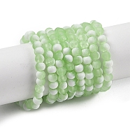 Frosted Crackle Glass Beads Strands, Rondelle, Pale Green, 4.5x3.5mm, Hole: 0.8mm, about 222pcs/strand, 30.71''~31.10''(78~79cm)(GLAA-U001-4mm-M09)