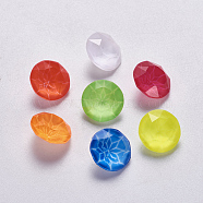 Pointed Back K9 Glass Rhinestone Cabochons, Faceted, Flat Round, Mixed Color, 10x5mm(RGLA-F064)