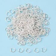 Iron Jump Rings, Open, Silver Color Plated, Single Ring, 18 Gauge, 8x1mm, Inner Diameter: 6mm, about 10000pcs/kg(JROS8mm)