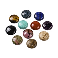 Natural & Synthetic Mixed Gemstone Cabochons, Flat Round, Mixed Dyed and Undyed, 27~28x6~8mm(G-B085-02A)