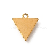 304 Stainless Steel Charms, Laser Cut, Real 18K Gold Plated, Triangle, 10.5x10x1mm, Hole: 1.2mm(STAS-S144-01G-D)