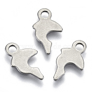 201 Stainless Steel Charms, Stamping Blank Tag, Laser Cut, Dolphin, Stainless Steel Color, 13.5x7.5x0.7mm, Hole: 1.8mm(STAS-R116-074)