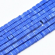 Natural Agate Beads Strands, Dyed & Heated, Square Heishi Beads, Blue, 4.5x4.5x1mm, Hole: 0.5mm,  about 360pcs/strand, 15.9 inch(G-K265-02B)
