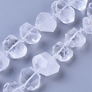 Natural Quartz Crystal Beads Strands, Rock Crystal, Faceted, Nuggets, 9~15x15~21x8~14mm, Hole: 0.8mm, about 24pcs/strand, 15.4 inch(39.2cm)(G-F653-19)