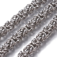 304 Stainless Steel Byzantine Chains, Unwelded, Stainless Steel Color, 6mm(CHS-P007-07P-01)