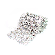 Plastic Sparkling Flower Shape Mesh Wrap Roll, 8 Rows Rhinestone Mesh Ribbon, for Wedding, Birthday, Baby Shower, Arts & Crafts, Silver, 56mm(DIY-E015-43B)