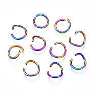 Ion Plating(IP) Rainbow Color 304 Stainless Steel Open Jump Rings, Round Ring, 8x1mm, 18 Gauge, Inner Diameter: 6mm(STAS-N098-062A-01)