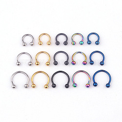 316L Surgical Stainless Steel Hoop Nose Rings for Women Men, C-Shaped, Blue, 8mm, Pin: 1.2mm, Head: 3mm(WGA64B5-14)