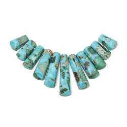 Synthetic Gemstone Beads Strands, Regalite and Turquoise, Graduated Fan Pendants, Focal Beads, Dyed, Turquoise, 15~39.5x9~10x5~5mm, Hole: 1.2mm, 11pcs/set, 3.93 inch/strand(G-S326-003A)