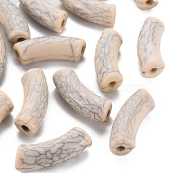 Opaque Crackle Acrylic Beads, Curved Tube, PapayaWhip, 36x13.5x11.5mm, Hole: 4mm, about 148pcs/500g(MACR-S372-001N-006)