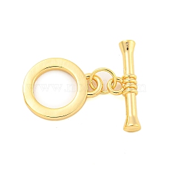 Brass Toggle Clasps, Ring, Real 18K Gold Plated, Ring: 17.5x14x2mm, Hole: 2x2.8mm, Bar: 20.x7x3.7mm, Hole: 2mm(KK-A223-02G)