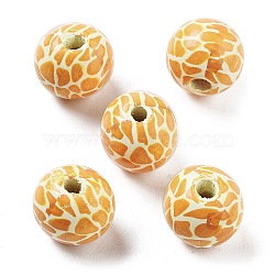 Wood European Beads, Large Hole Beads, Animal Grain, Orange, 15.5~16x14.5mm, Hole: 4mm(WOOD-M011-03E)