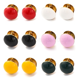 PVD Vacuum Plating Stainless Steel Round Hoop Earrings, wtih Enamel, Round, Mixed Color, 16x15x16mm(EJEW-Z076-07G)