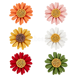 6Pcs 6 Color 3D Daisy Enamel Pins, Golden Alloy Brooches for Backpack Clothes, Mixed Color, 33x6.5mm, Pin: 0.6mm, 1Pc/color(JEWB-WH0029-28G)