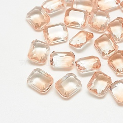 Pointed Back Glass Rhinestone Cabochons, Imitation Tourmaline, Faceted, Rectangle Octagon, Light Peach, 18x13x7mm(RGLA-T079-13x18-005TO)