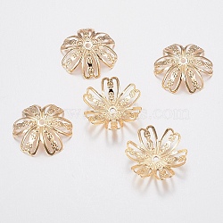 201 Stainless Steel Bead Caps, Flower, 6-Petal, Golden, 14.5x14x4mm, Hole: 1mm(STAS-G179-59G)