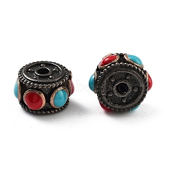 Brass Enamel Beads, Cadmium Free & Lead Free, Column, Gunmetal, 13.5x8mm, Hole: 2.6mm(KK-S377-03B)