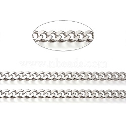 Brass Cuban Link Chains, Chunky Curb Chains, Oval, Unwelded, Long-Lasting Plated, Real Platinum Plated, Link: 7.5x9x2mm(X-CHC-K010-03P)