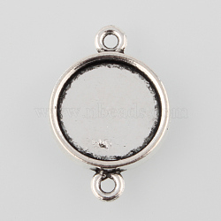 Tibetan Style Alloy Cabochon Connector Settings, Cadmium Free & Lead Free, Plain Edge Bezel Cups, Flat Round, Antique Silver, Tray: 14mm, 25x17x2mm, Hole: 2mm, about 588pcs/1000g(TIBE-M022-13AS)