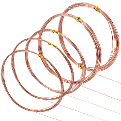 5 Rolls 4 Style Bare Copper Craft Wire, Round, Raw(Unplated), 0.2~24 Gauge(0.5mm), about 32.81 Feet(10m)/roll(CWIR-BC0001-43B)