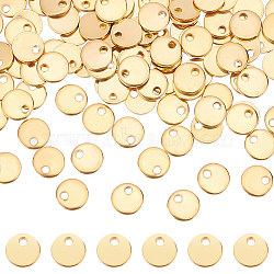 120Pcs 201 Stainless Steel Laser Cut Charms, Blank Stamping Tag, Flat Round, Golden, 6x1mm, Hole: 1.2mm(STAS-DC0012-53)