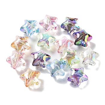 Transparent Acrylic Beads, Star, Mixed Color, 18x19.5x12mm, Hole: 2mm