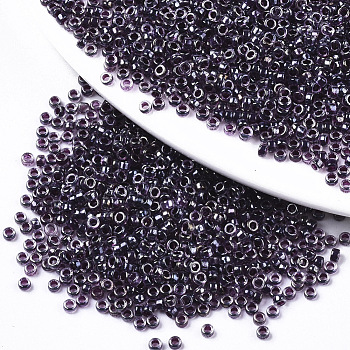 Glass Seed Beads, Fit for Machine Eembroidery, Transparent Inside Colours, Round, DarkSlate Blue, 2.5x1.5mm, Hole: 1mm, about 2222pcs/50g