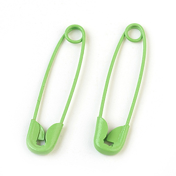 Iron Safety Pins, Lawn Green, 30x7x2mm, Pin: 0.7mm