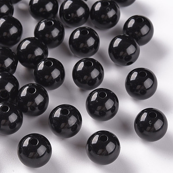 Opaque Acrylic Beads, Round, Black, 12x11mm, Hole: 1.8mm, about 566pcs/500g