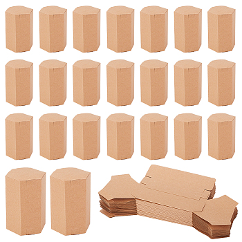 Hexagon Kraft Paper Handmade Soap Gift Storage Boxes, Gift Case for Tea, BurlyWood, 11x7x8cm