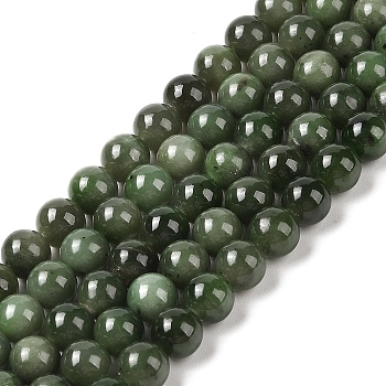 Natural Canada Jade Beads Strands, Round, 9.5mm, Hole: 1mm, about 40pcs/strand, 14.96 inch(38cm)