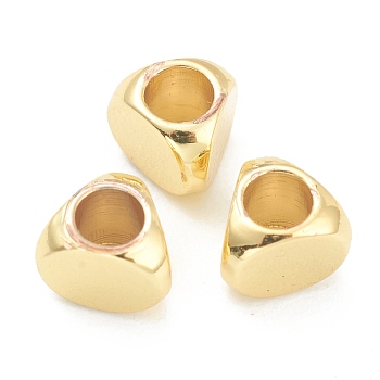 Brass Spacer Beads, Triangle, Real 18K Gold Plated, 5x5.5x4mm, Hole: 2.5mm