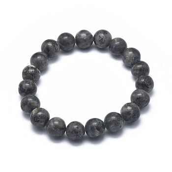 Natural Larvikite Bead Stretch Bracelets, Round, 2 inch~2-3/8 inch(5~6cm), Bead: 5.8~6.8mm