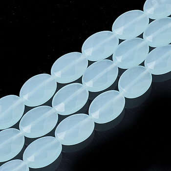Synthetic Aquamarine Beads Strands, Faceted, Oval, 18~18.5x13~13.5x5mm, Hole: 1mm, about 22pcs/strand, 15.7 inch