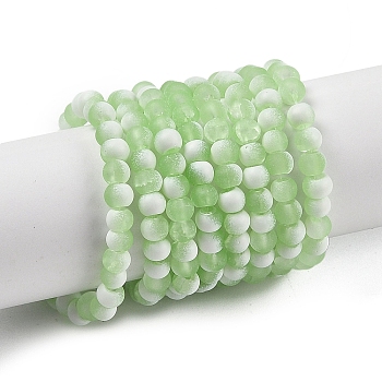 Frosted Crackle Glass Beads Strands, Rondelle, Pale Green, 4.5x3.5mm, Hole: 0.8mm, about 222pcs/strand, 30.71''~31.10''(78~79cm)