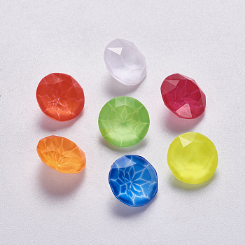 Pointed Back K9 Glass Rhinestone Cabochons, Faceted, Flat Round, Mixed Color, 10x5mm