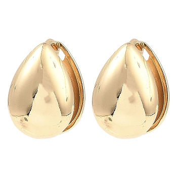 Brass Hoop Earrings, Teardrop, Light Gold, 14.5x14x10mm