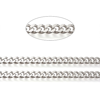 Brass Cuban Link Chains, Chunky Curb Chains, Oval, Unwelded, Long-Lasting Plated, Real Platinum Plated, Link: 7.5x9x2mm