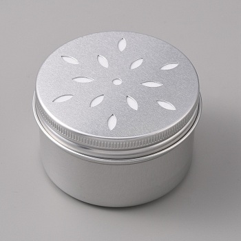 Aluminium Shallow Round Candle Tins, with Hollow Lids, Empty Tin Storage Containers, Flower Pattern, 7.1x4.25cm, Inner Diameter: 6.4x4.1cm