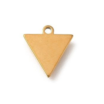 304 Stainless Steel Charms, Laser Cut, Real 18K Gold Plated, Triangle, 10.5x10x1mm, Hole: 1.2mm